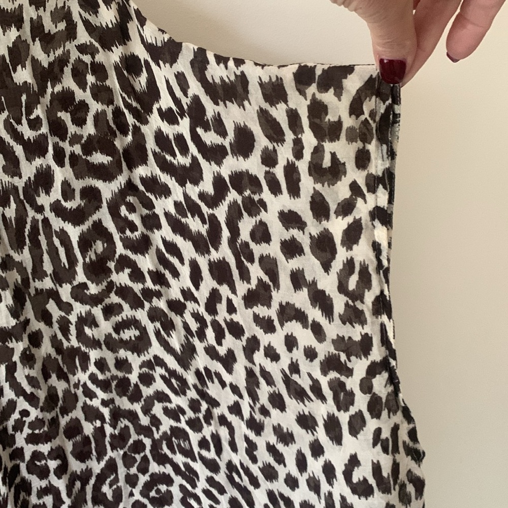 J Crew Leopard open front fringe detail kimono cape cardigan swim coverup SZ M/L - Picture 4 of 14